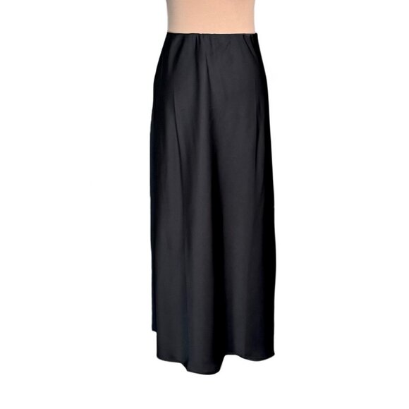 NEW Satin Maxi Skirt Sz.M Black Elastic Waist A-Line Classic Goth 90s Y2K - Picture 11 of 11